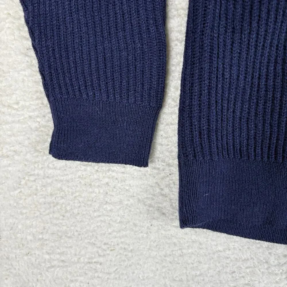 Vintage Haband Lions Den Sweater Mens XL Blue Ribbed Wool Blend Corduory Henley